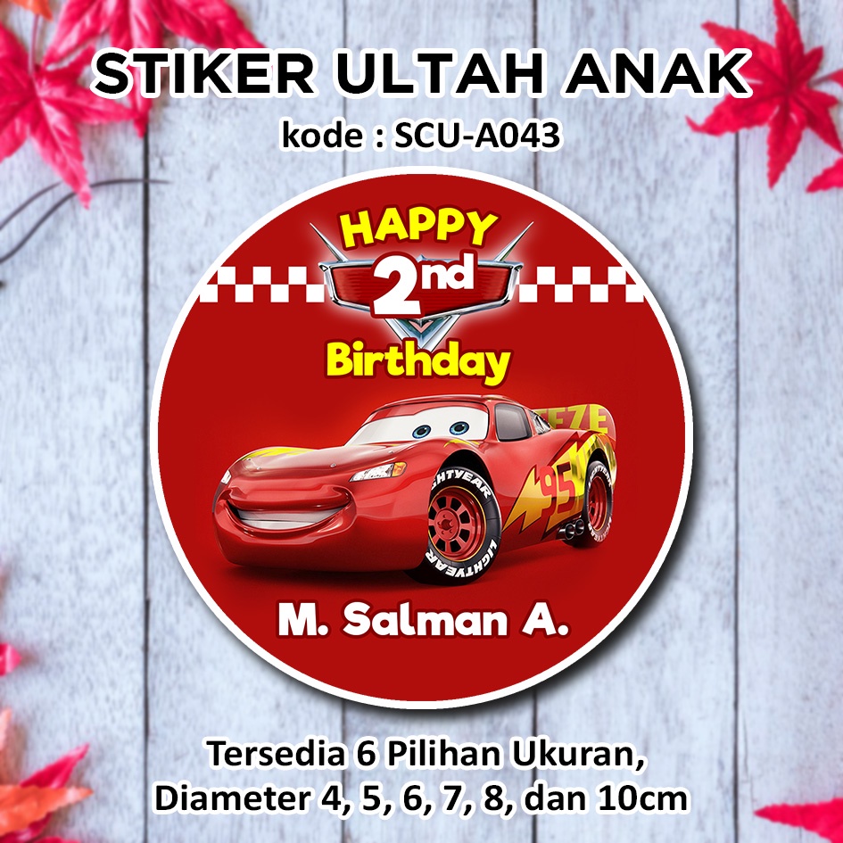 Jual STIKER ULTAH ANAK ULANG TAHUN ANAK CARS LIGHTNING MC QUEEN STICKER