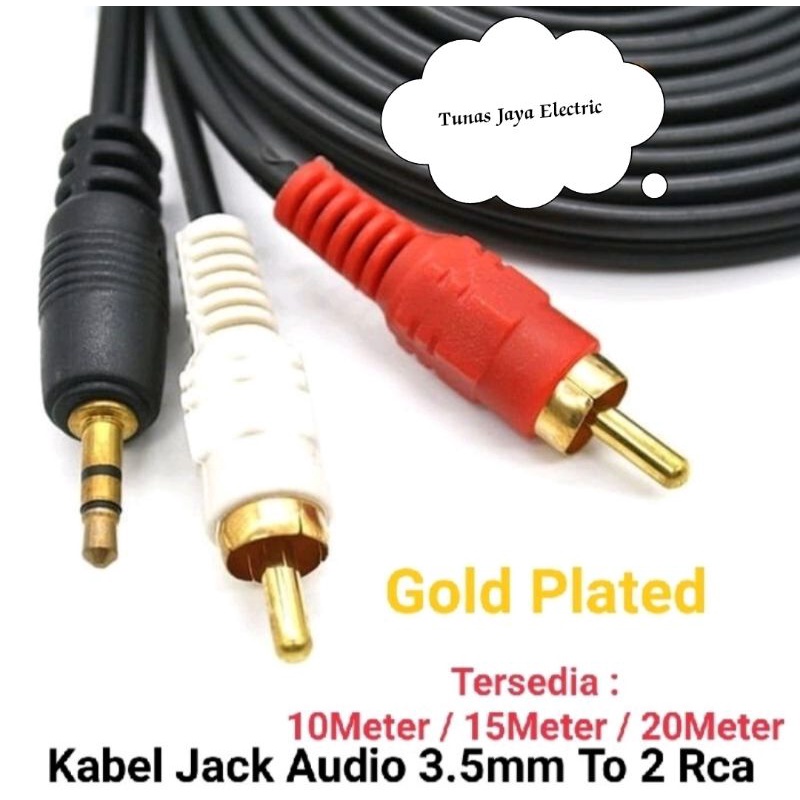 Jual Kabel Jack Audio To 2 RCA Gold Plated 20 Meter | Shopee Indonesia