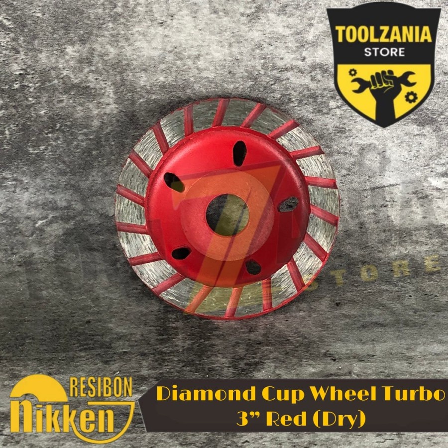 Jual Diamond Cup Wheel Turbo Dry Mata Gerinda Poles Beton Inch Merah Kering Nikken