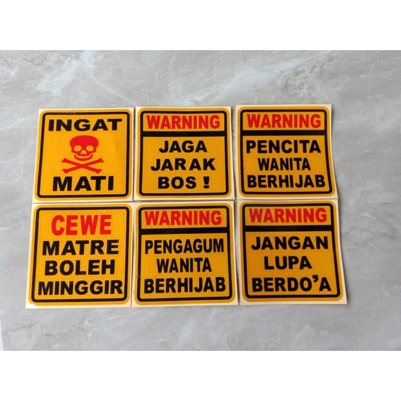 Jual Sticker Warning Cutting Stiker Kata Kata Lucu Dan Unik Stiker Motor Mobil Shopee Indonesia