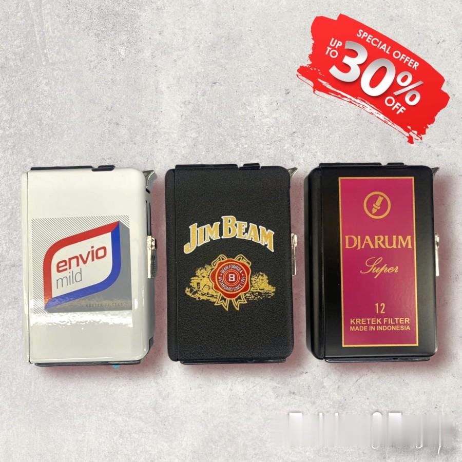 Jual tempat rokok dan korek api gas brand original impor logam ...