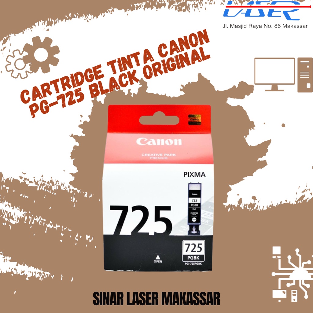 Jual CARTRIDGE TINTA CANON PG-725 BLACK / TINTA PRINTER CANON ORIGINAL ...