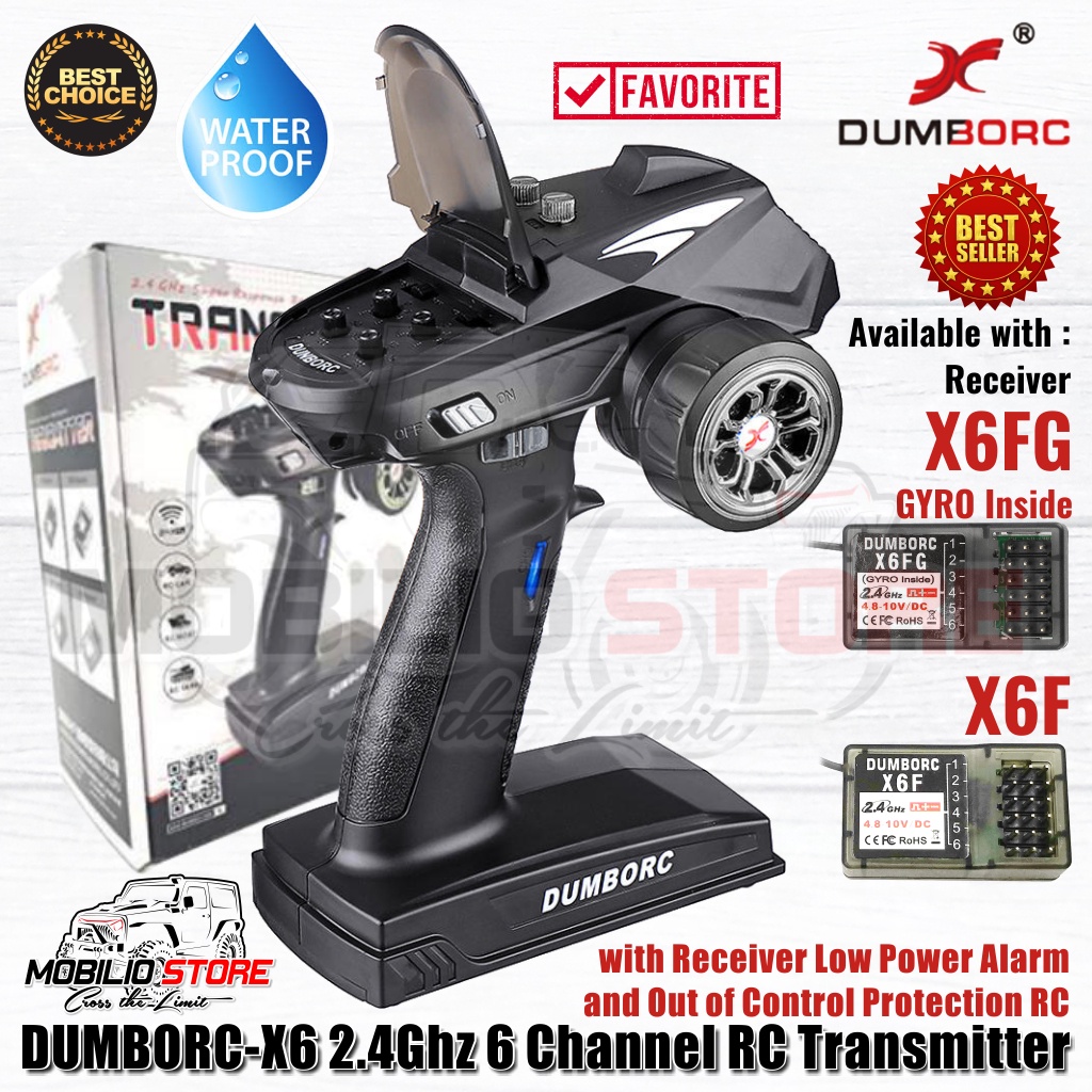 Émetteur + Récepteur RC DUMBORC-X6 6CH 2.4GHz – Design Pistolet, Mixte