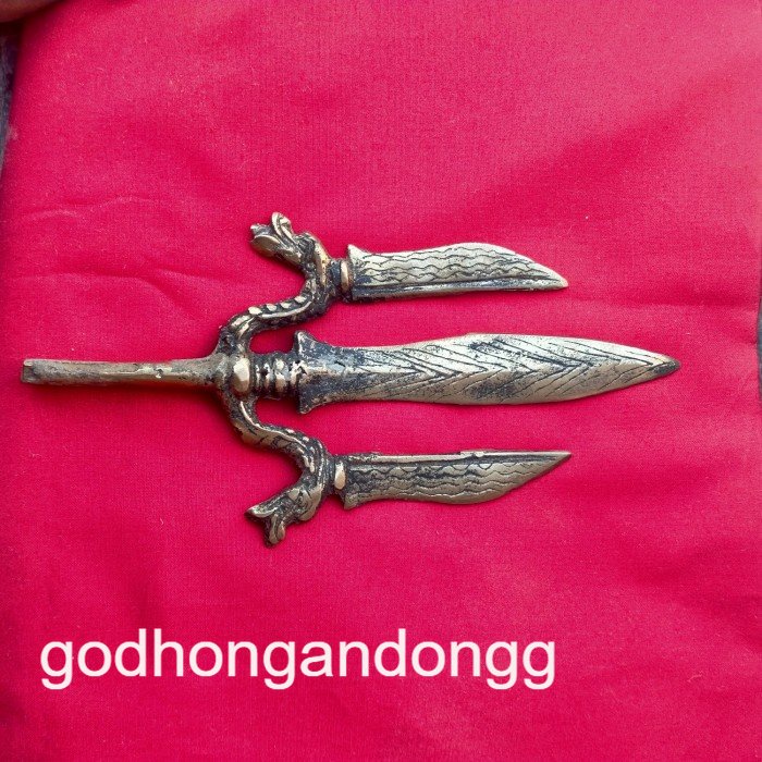 Jual Tombak Kuningan Naga Kembar Trisula Antik Unik Paling Murah