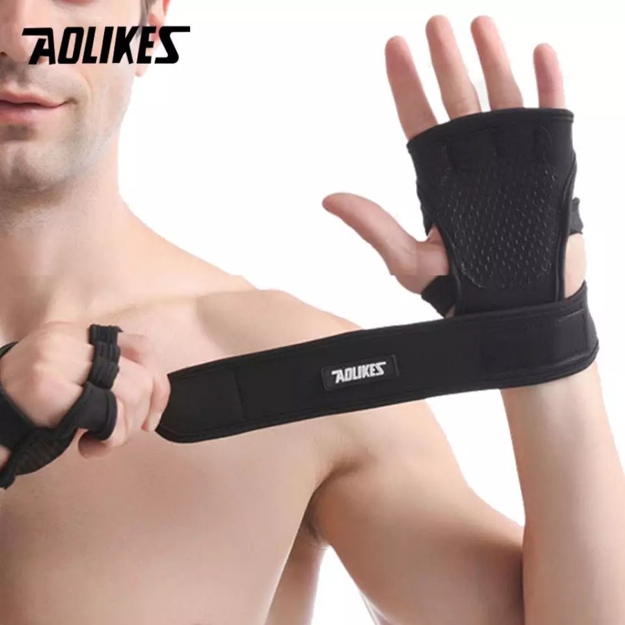 Jual (COD) AOLIKES 118 Hand Wrap Strap Weight Lifting Wristband Sarung ...