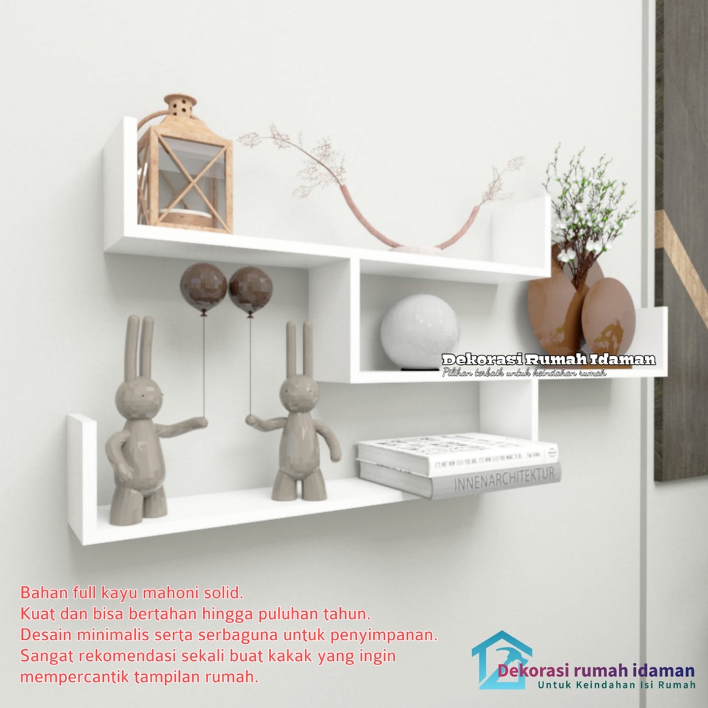 Jual Rak Dinding Minimalis Hiasan Dinding Kayu Gantung Tempel Susun