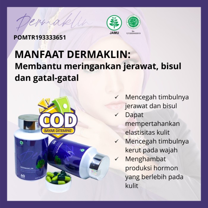 Jual DERMAKLIN Obat Herbal Alami Mengatasi Jerawat dan Penyakit Kulit