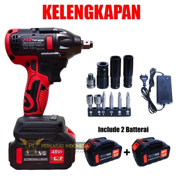 Jual Mesin Bor Baut Cordless Impact Wrench Jld Tool Jv88 48v Brushless Sock Portable Baterai 6412