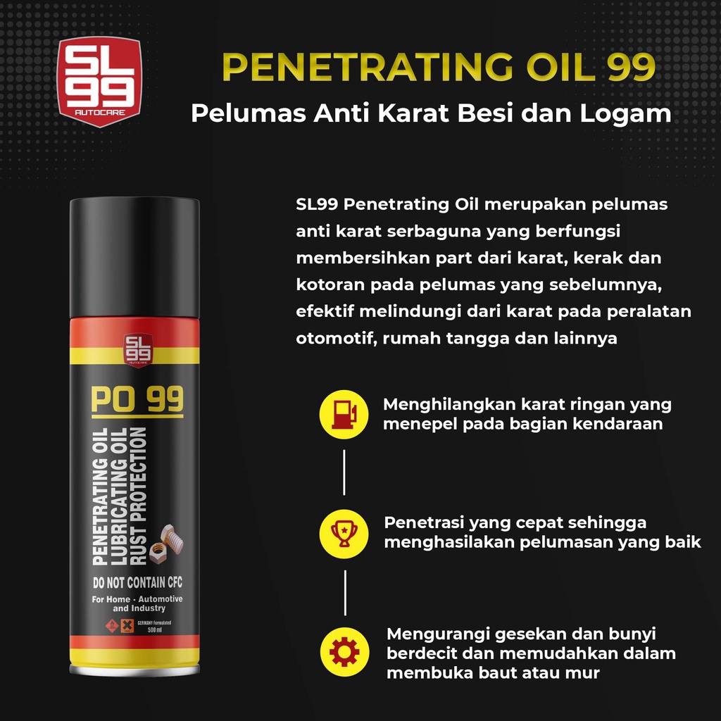 Jual SL99 Penetrating Oil Spray & Lubricant Pelumas Anti Karat Besi ...