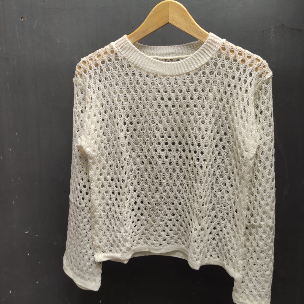Jual Crop Top Rajut Jaring/outer rajut jaring | Shopee Indonesia