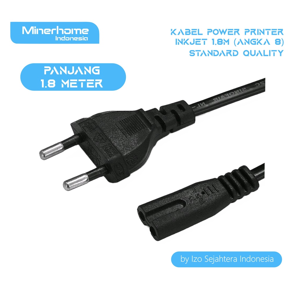 Jual Kabel Power Printer Inkjet 2 Lubang Panjang 1.8m | Shopee Indonesia