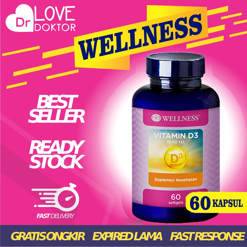 Jual WELLNESS VITAMIN D3 1000 IU VIT D CALCIUM KALSIUM TULANG OTOT
