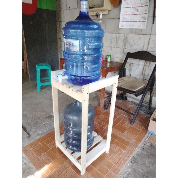 Jual rak dispenser air galon 2 susun rak kayu serbaguna | Shopee Indonesia