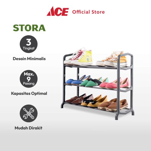 Jual Ace Stora Rak Sepatu Tingkat Abu Abu Shoe Rack Organizer Sandal Sepatu Kabinet Alas