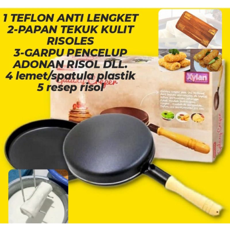 Jual Paket lengkap wajan risoles papan lipat dan garpu pencelup adonan ...
