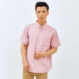 M231 Kemeja Pria Basic Polos Oxford Pendek Pink 1457R