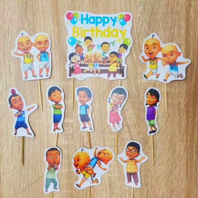 Jual isi 10 cake topper hiasan kue ulang tahun karakter Upin & Ipin ...