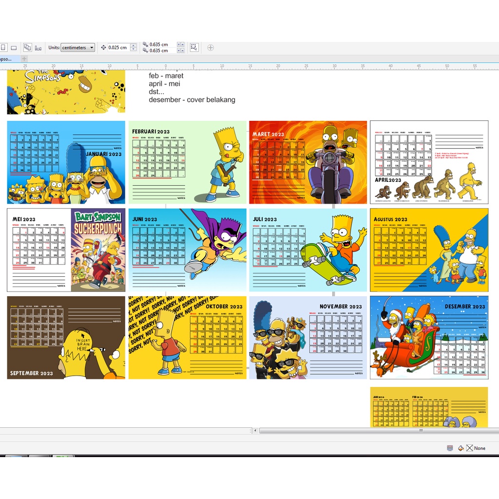 Jual Kalender Meja 2024 THE SIMPSONS Bart Calendar Cartoon bisa custom