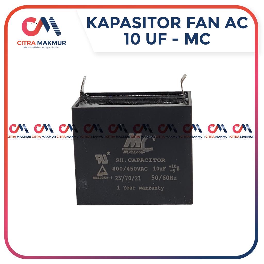 Jual Kapasitor Fan AC 10 uf Kaki 2 Capasitor mikro Kipas angin Dinamo