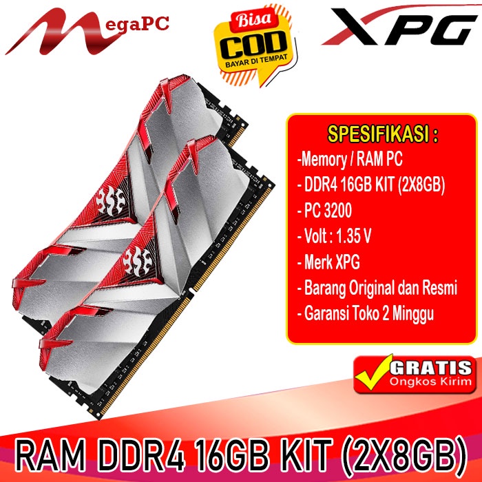 Jual MEMORY RAM PC GAMING DDR4 16GB KIT (2X8GB) ORIGINAL | Shopee Indonesia
