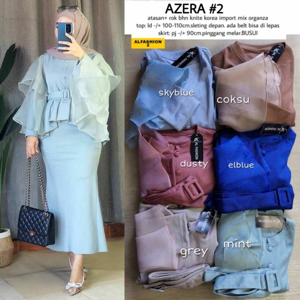 Jual BISA COD AZERA SETELAN ROK 2 BY ALFASHION ONESET ROK SPAN SETELAN ROK KONDANGAN BAHAN