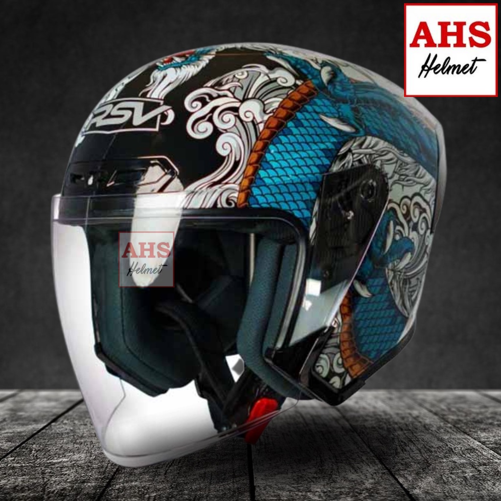 Jual HELM RSV NEW WINDTAIL MOTIF RYUJIN HALF FACE SINGGEL VISOR ...