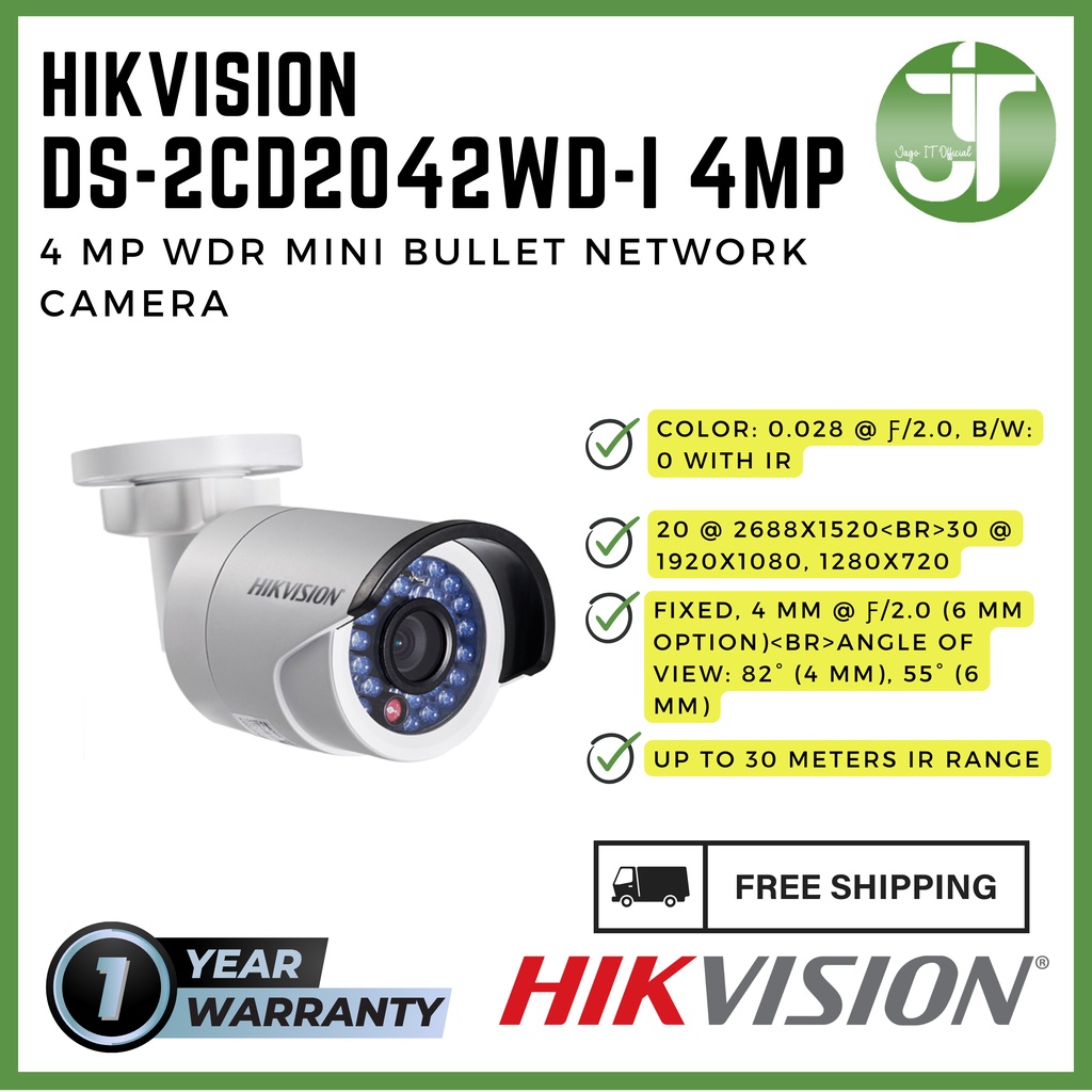 Jual KAMERA CCTV HIKVISION DS2CD2042WDI IR Bullet 4MP Network