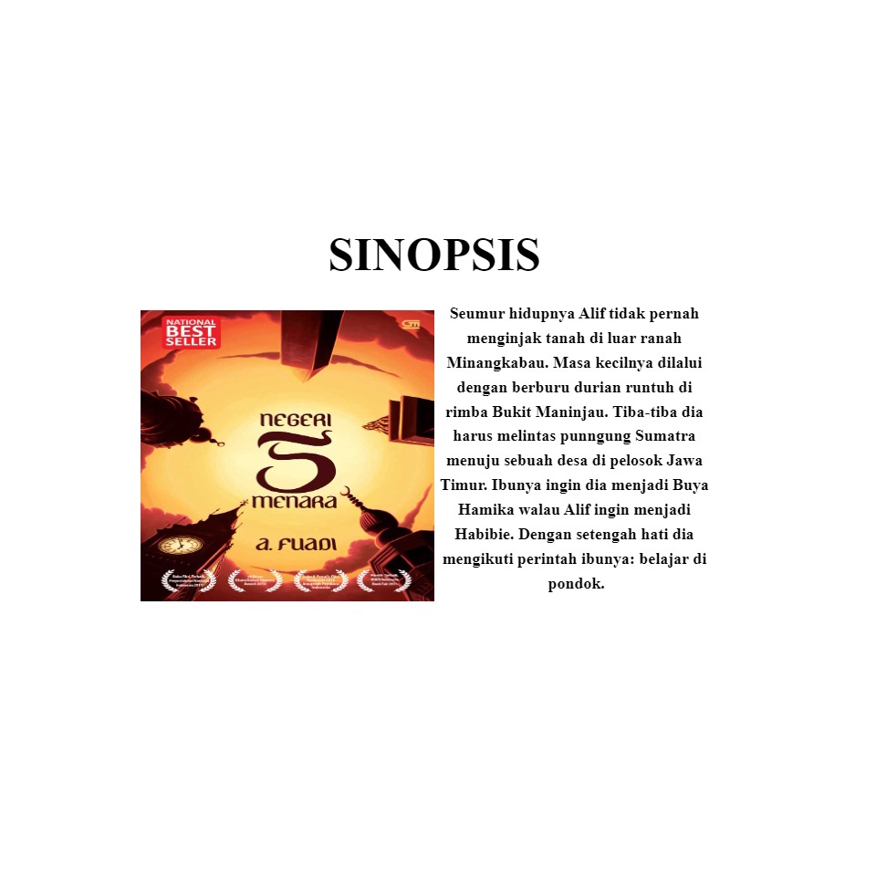 Jual Novel Negeri 5 Menara KERTAS BOOKPAPER | Shopee Indonesia