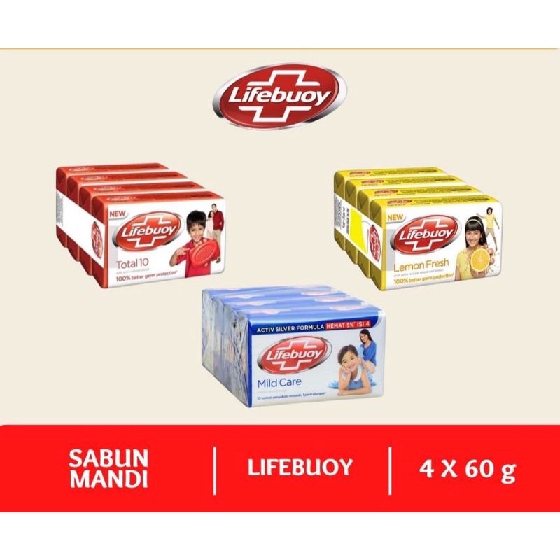 Jual Lifebouy Sabun Batang 70gr x 4pcs | Sabun Batang Lifebuoy 70 gr ...