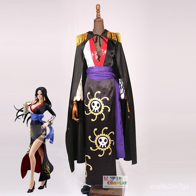 Jual One Piece Cosplay Boa Hancock Costume Black Tops And Skirt Black Cloak Halloween Shopee 
