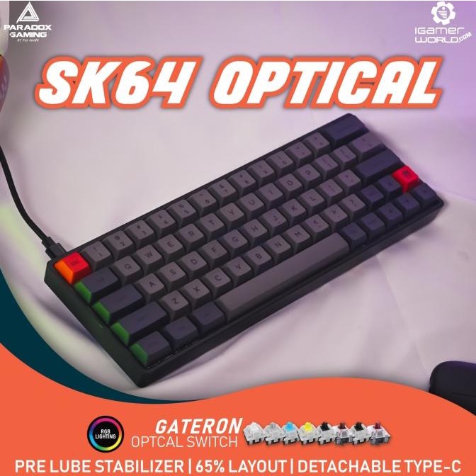 Jual Paradox Gaming OPT64 / SK64 PBT Optical Mechanical Gaming Keyboard ...