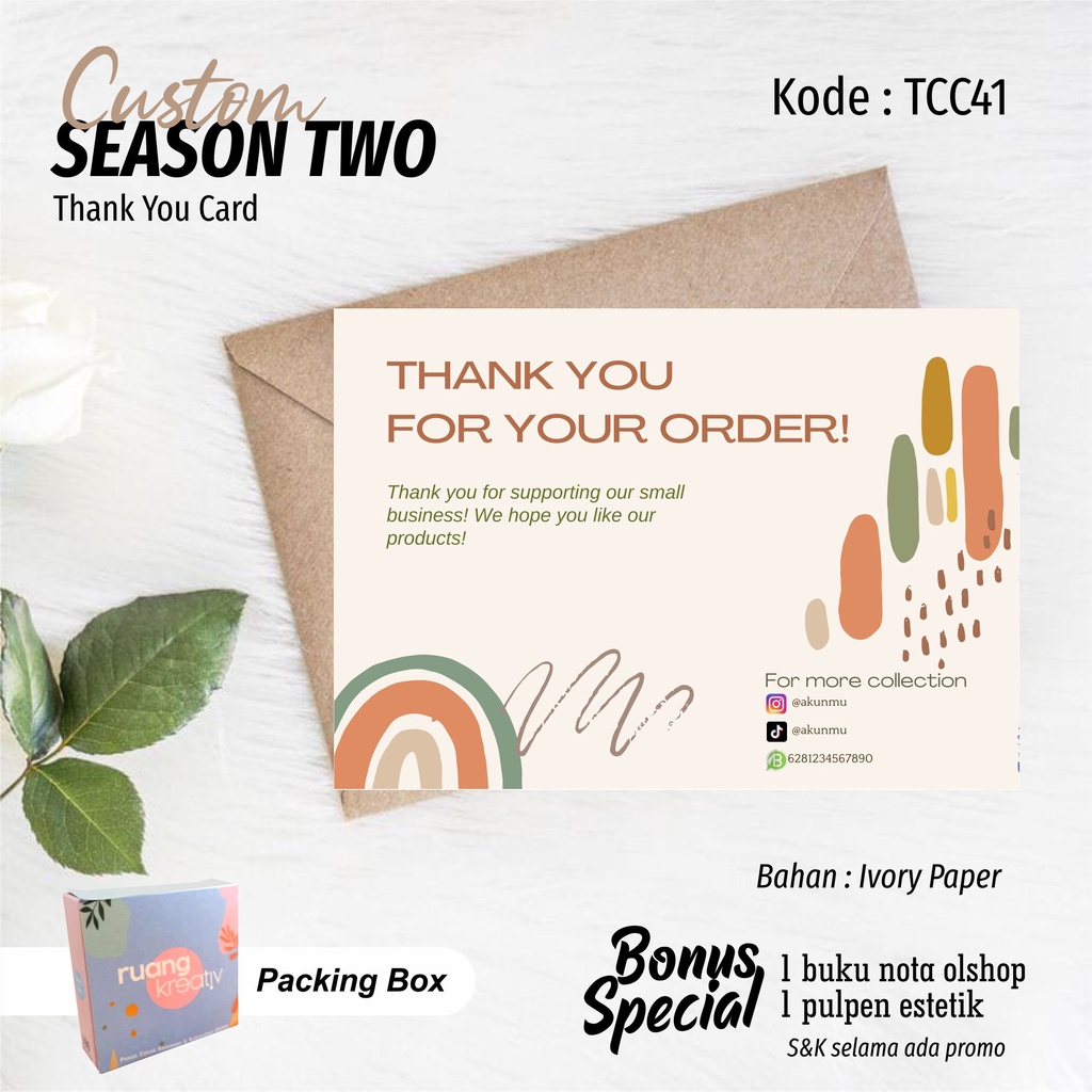 Jual Thank You Card Kartu Ucapan Custom | Shopee Indonesia