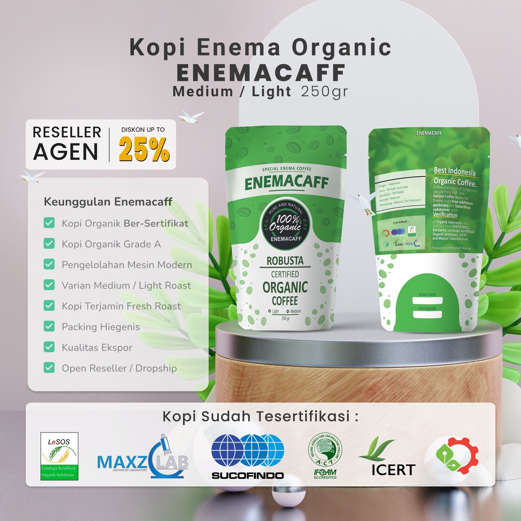 Jual Special Kopi Enema Enemacaff Organik Tersertifikasi Light LR 500gr ...