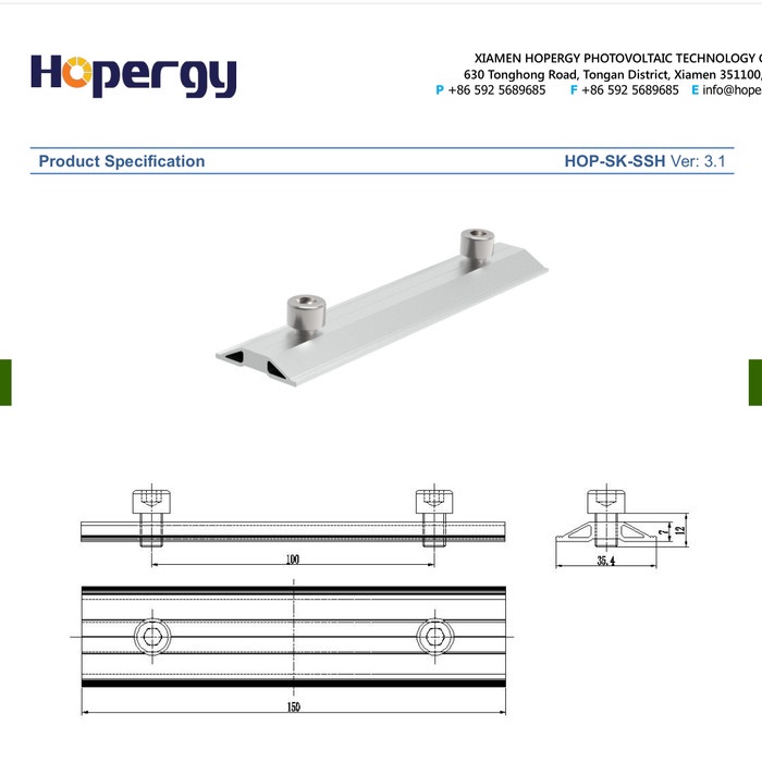 Jual Hopergy Rail Outer Splice Joiner Mounting Solar PV Module Panel ...