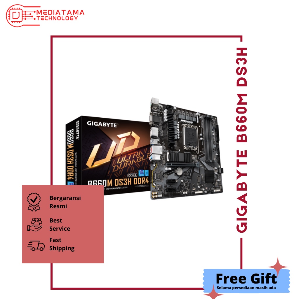 Jual GIGABYTE B660M DS3H Motherboard (DDR4, Intel® B660 Express