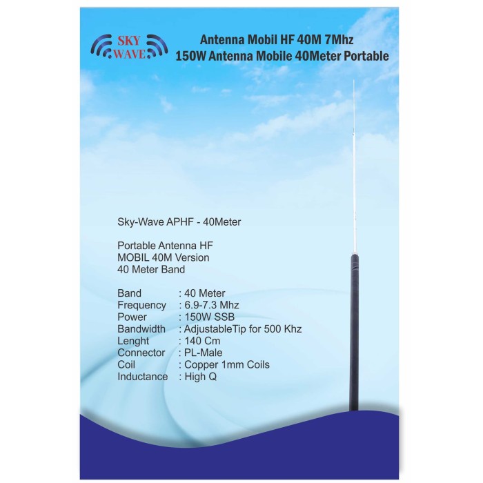 Jual ANTENA MOBIL HF 40M 7 MHZ 150W ANTENNA MOBILE 40 METER PORTABLE ...