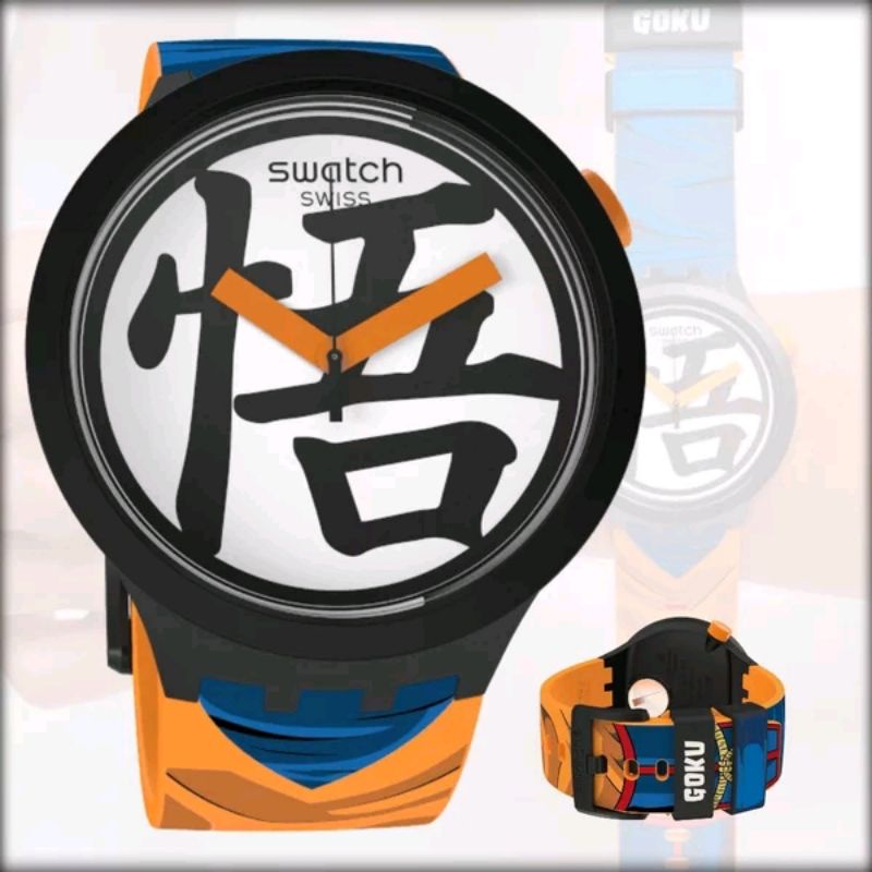 SWATCH FRESH GOKU X SWATCH SB01Z101 FASHION CASUAL ANALOG DRAGON BALL  SERIES SWISS MADE BIG BOLD ORIGINAL JAM TANGAN PRIA