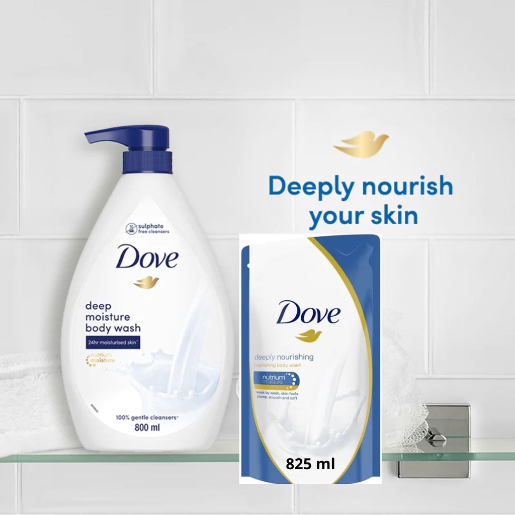 Jual Dove Deeply Nourishing Body Wash Bottle Pump 1000ml 1L / Refill Pouch 850ml 850 ml / 825ml