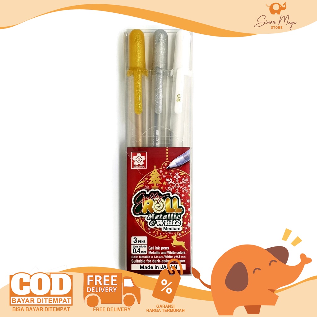 Jual Sakura Gelly Roll Ink Pen Set Isi 3 (Gold, Silver, & White ...