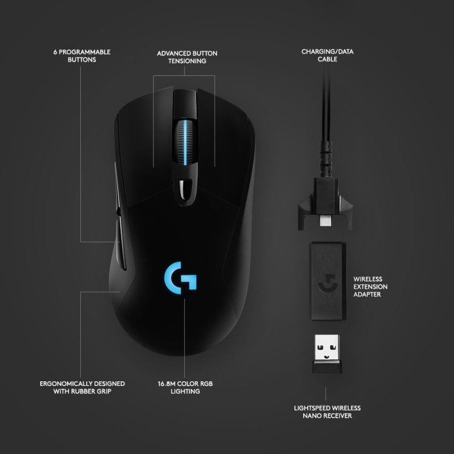 Jual Logitech G703 HERO Lightspeed Mouse Gaming Wireless RGB 25K DPI ...