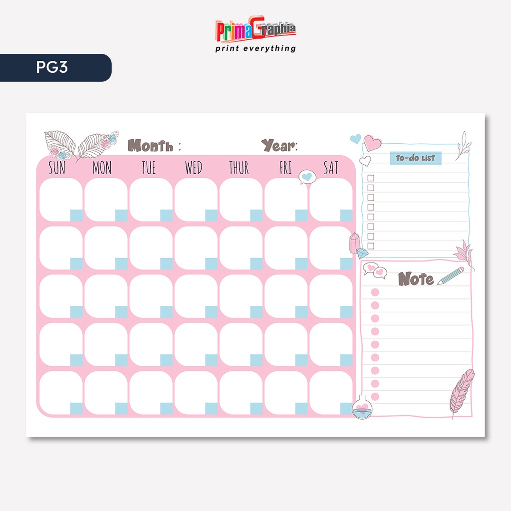 Jual Cetak Monthly Planner Schedule Jadwal Bulanan | Shopee Indonesia