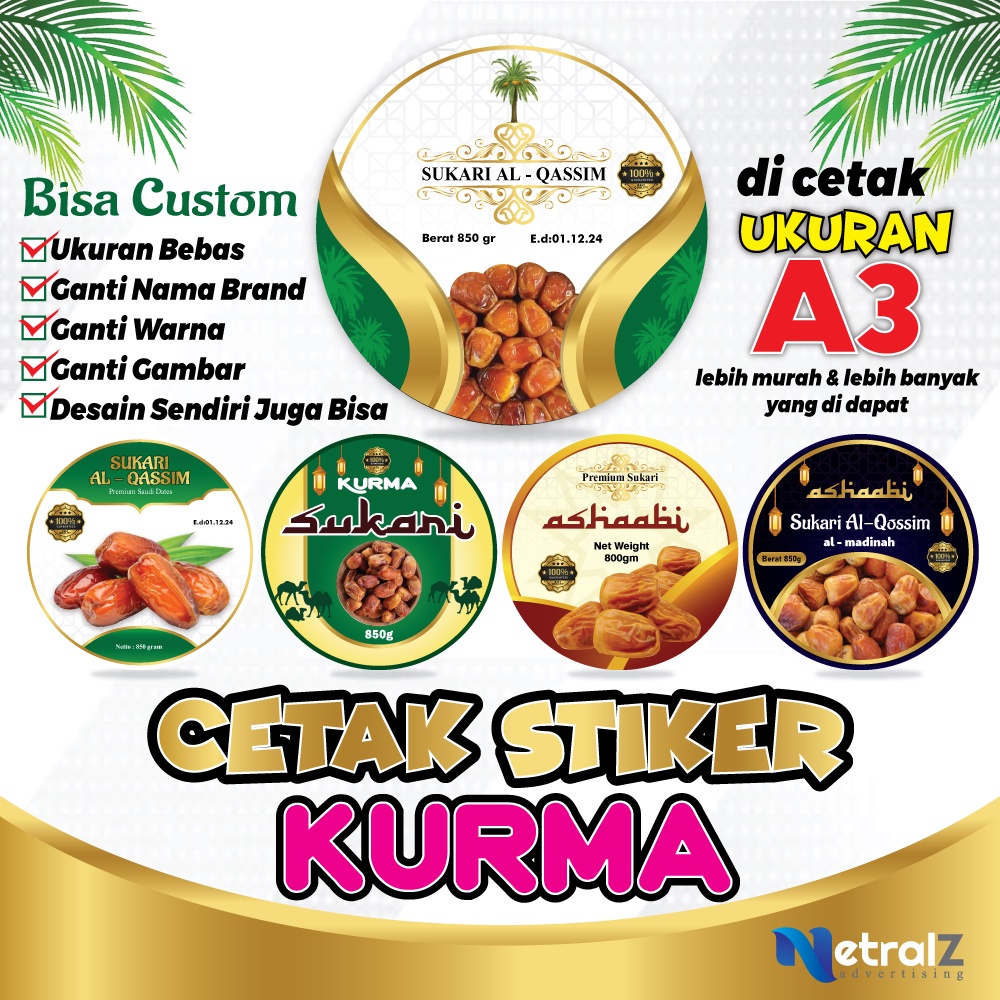 Jual Stiker Label Kurma Stiker Kurma Sukari Stiker Kurma Ajwa