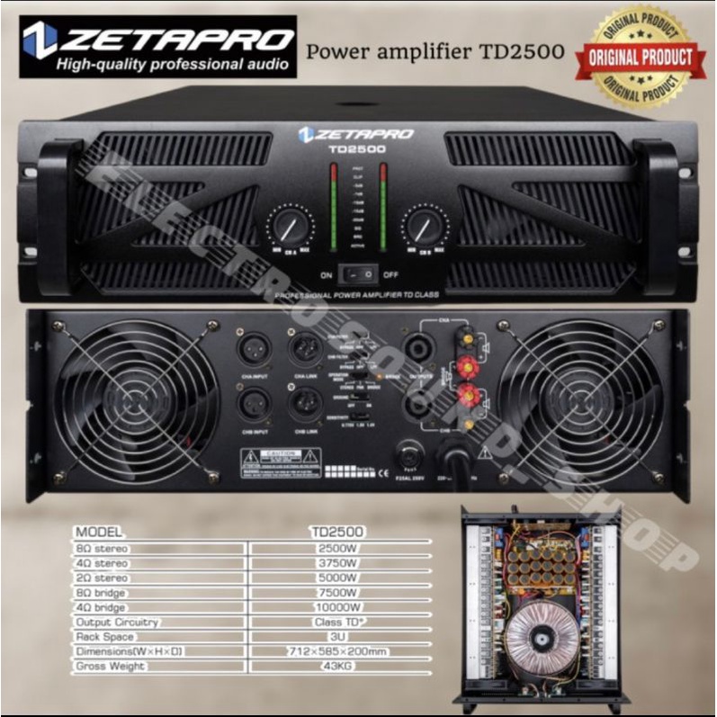Jual POWER AMPLIFIER TD2500 / zetapro TD 2500 / TD2500 ORIGINAL