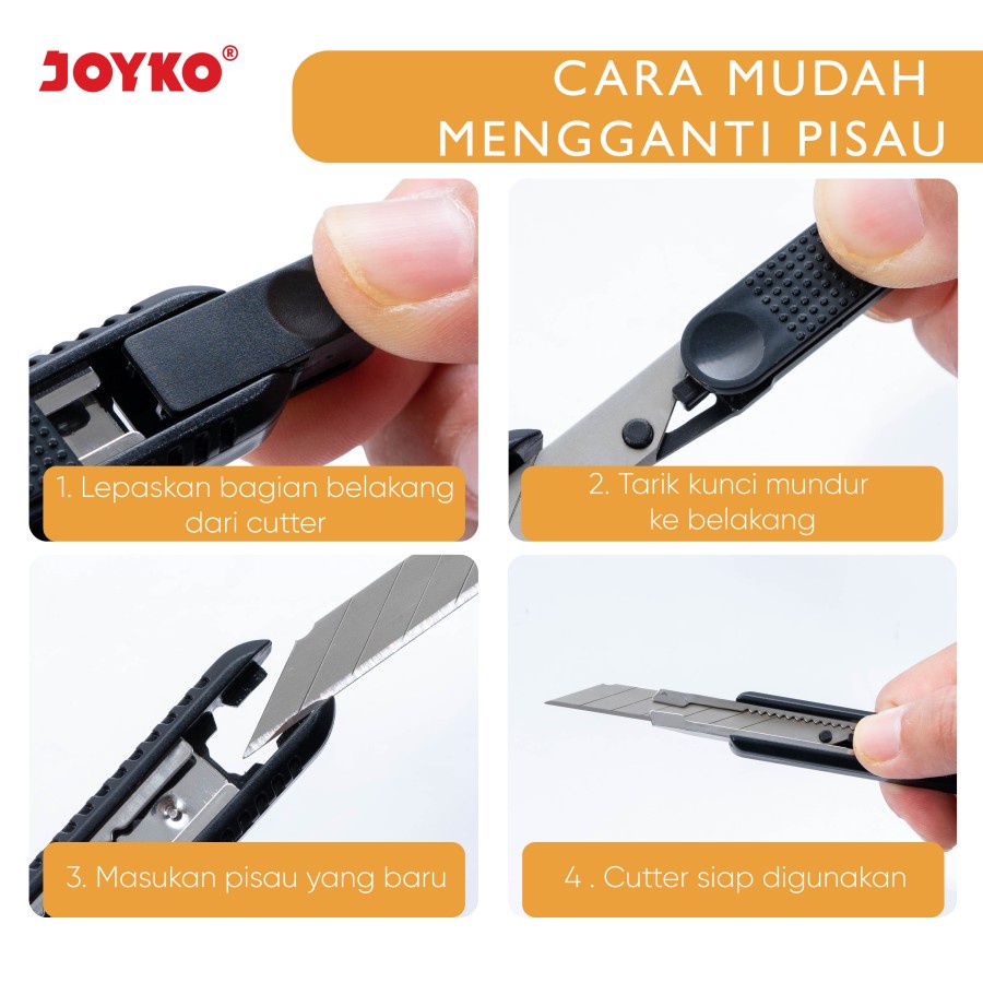 Jual Cutter Joyko Cu 0511 Auto Lock Super Tajam Dan Kuat Cutter Pemotong Kertas Joyko Shopee 