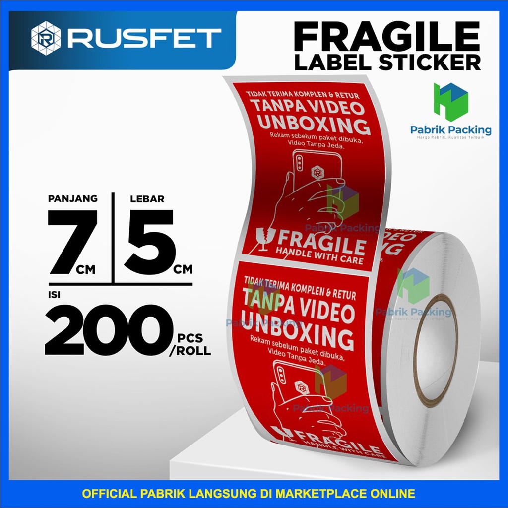 Jual Sticker Sticker Unboxing With Fragile Rusfet Label Wajib Video