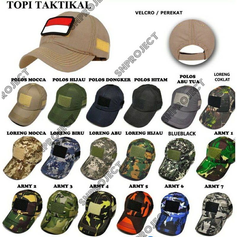 Jual TOPI TACTICAL ORIGINAL PRIA VELCRO KOMANDO TNI LORENG MILITER ABRI ...