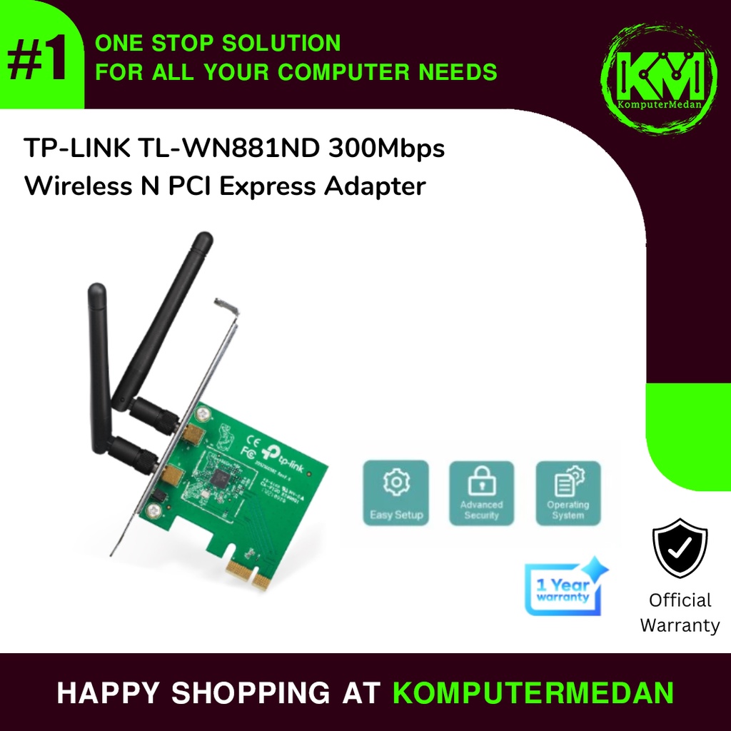 Jual TP-LINK Wireless Adapter TL-WN881ND 300Mbps Wireless N PCI Express ...