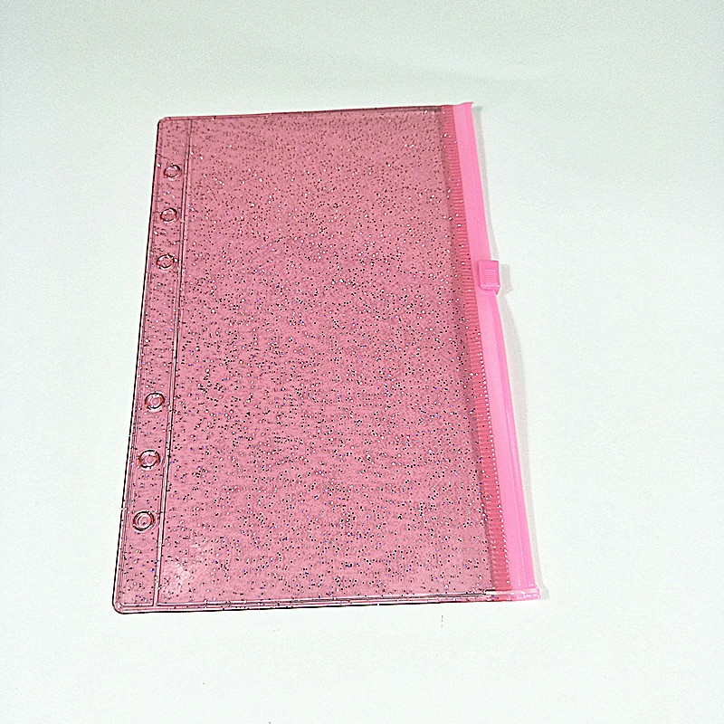 Jual ZIPLOCK ZIPPER BAG BINDER 6 RING BAHAN PVC GLITTER TEBAL A6