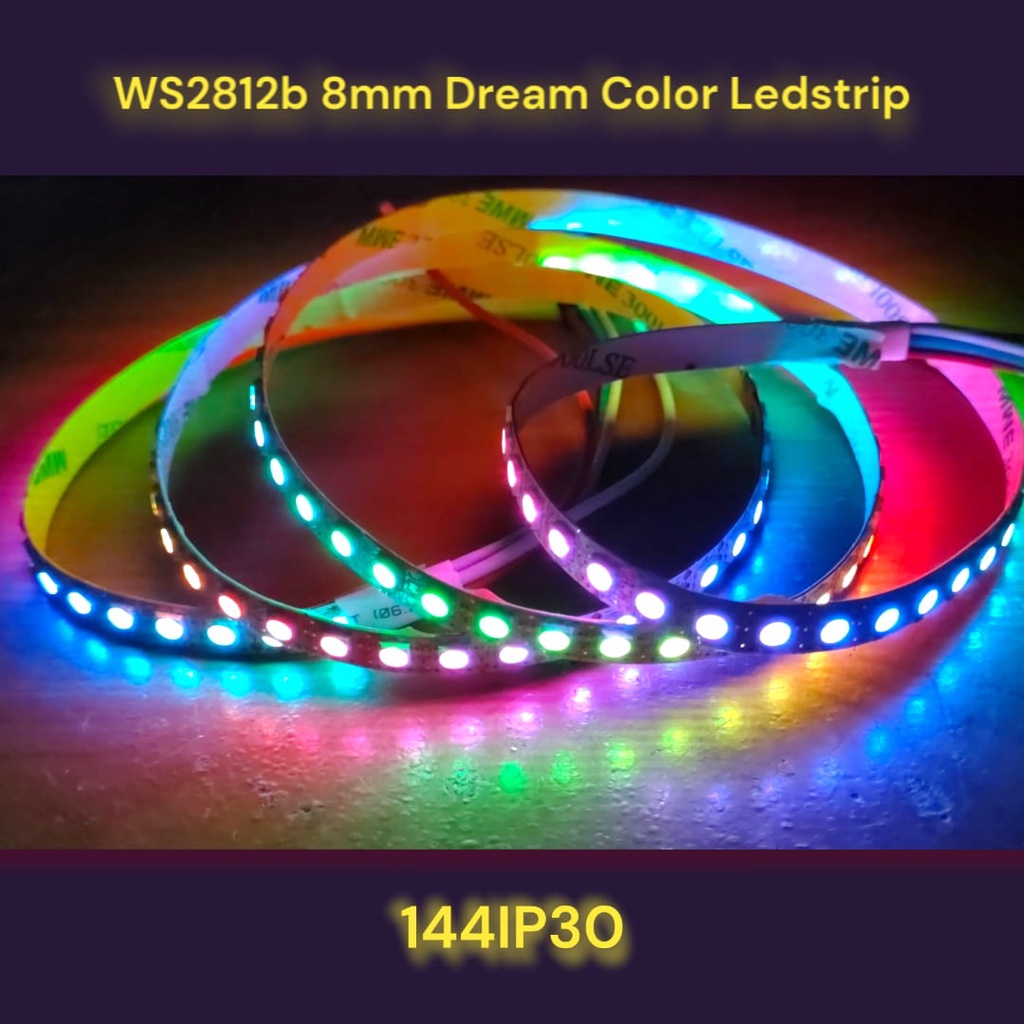Jual RGB Smart LED Strip 8mm pcb WS2812b 144 mata permeter (1meter ...