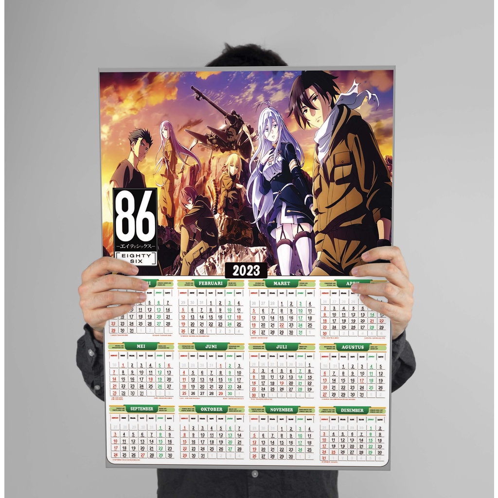 Jual Kalender 2024 Anime 86 Eighty Six, Full 12 Bulan Kalender Anime